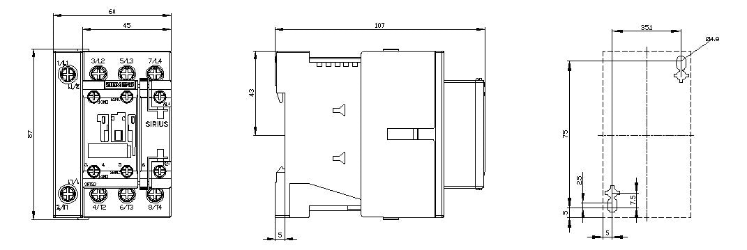 SIEMENS Leistungsschütz 7,5kW 4S 24VDC 3RT2326-1BB40 15,5A 1S+1Ö/Hilf REG