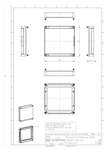 SPELSBERG MontDeckel AP 320x320x50mm tra GDK 2-KT schraub rechteck