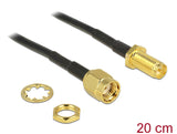Delock Antennenkabel RP-SMA Stecker > RP-SMA Buchse zum Einbau 200 mm