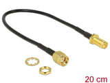 Delock Antennenkabel RP-SMA Stecker > RP-SMA Buchse zum Einbau 200 mm
