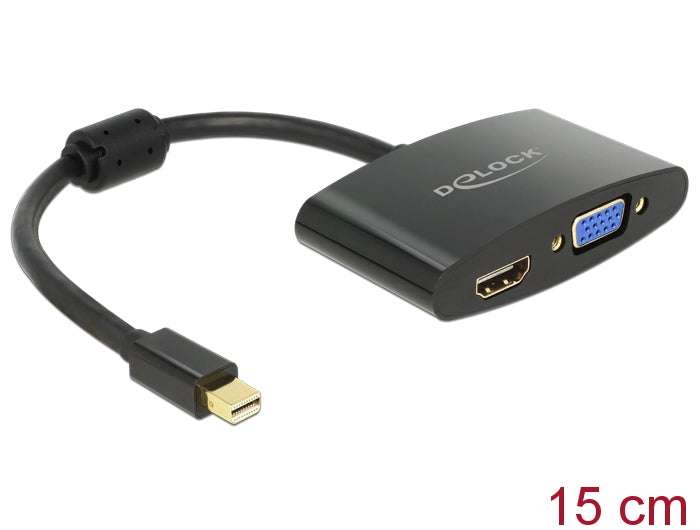 Delock Adapter mini DisplayPort Stecker > HDMI / VGA Buchse schwarz