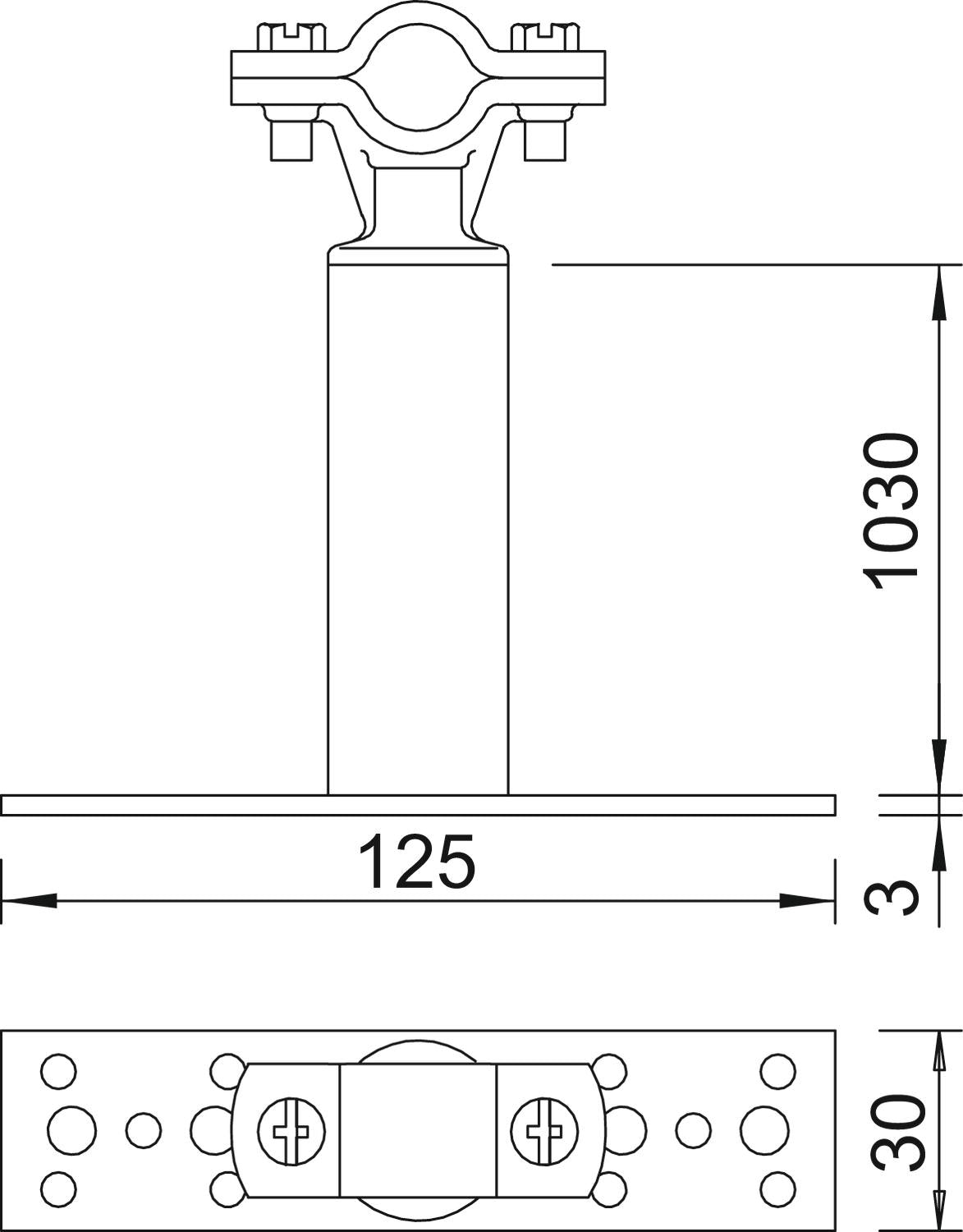 BETTERMANN Distanzhalter L1030mm 16mm ISO-A-1030 alu