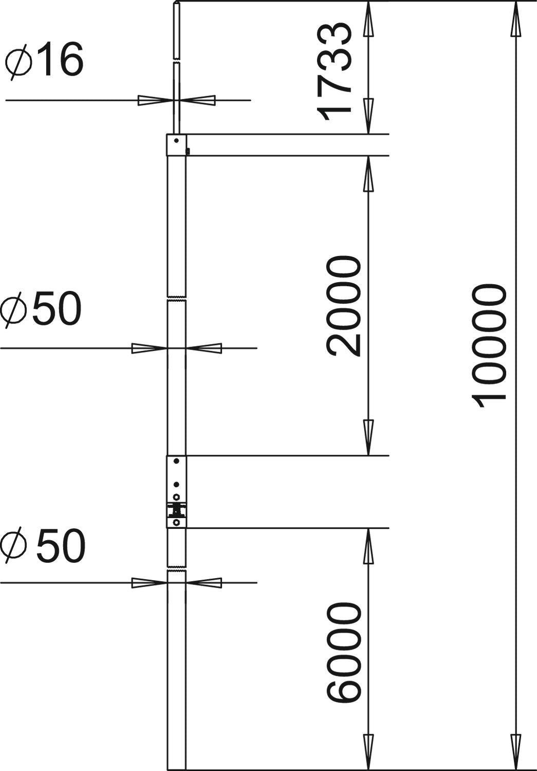 BETTERMANN Fangstange 10000mm 50mm GFK isFang IN 10000 Rundleiter unbeh