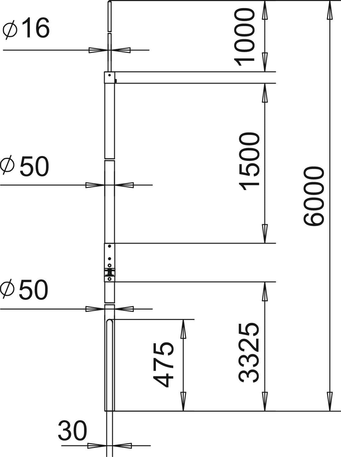 BETTERMANN Fangstange 6000mm Rundleiter isFang IN-A L6 GFK unbeh