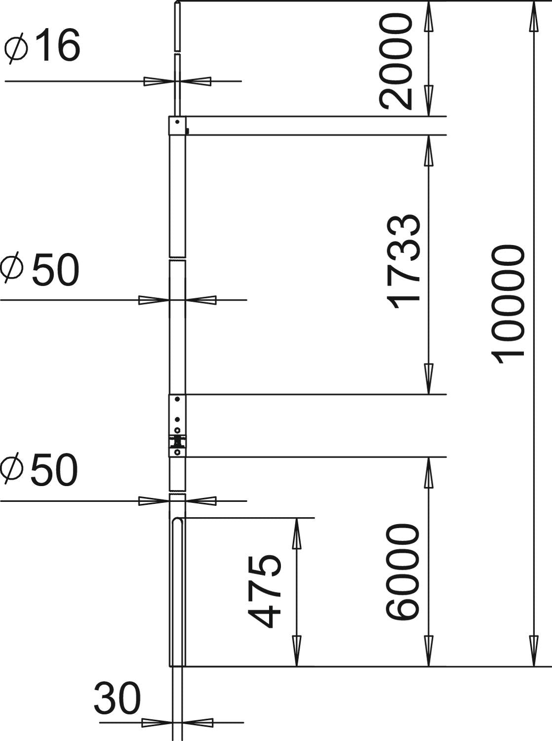 BETTERMANN Fangstange 10000mm 50mm GFK isFang IN-A10000 Rundleiter unbeh
