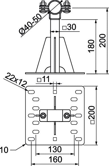 BETTERMANN Stangenhalter Blitzsch 50mm isFang TW200 12 m.Schraubsch V2A V2A