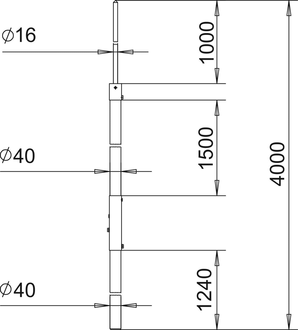 BETTERMANN Fangstange 4000mm 40mm V2A isFang 4000 AL Rundleiter unbeh