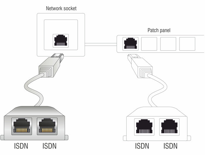Delock RJ45 Port Doppler 1 x RJ45 Stecker > 2 x RJ45 Buchsen (2 x ISDN)