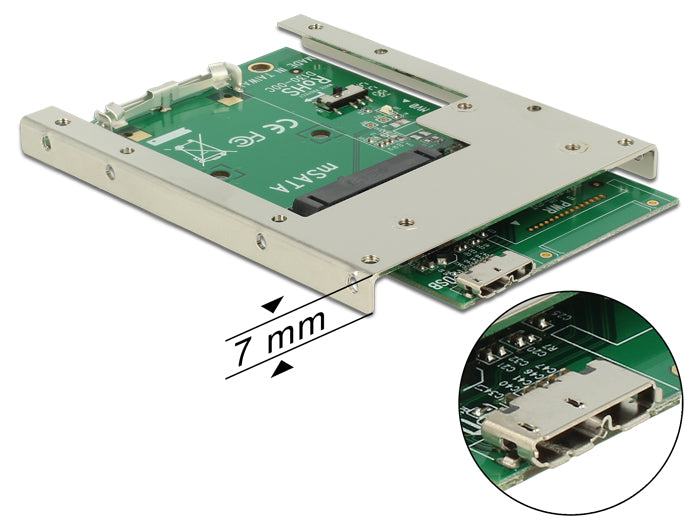 Delock Konverter USB 3.0 > mSATA mit 2.5″ Rahmen (7 mm)