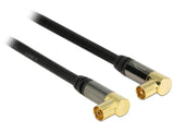 Delock Antennenkabel IEC Stecker gewinkelt > IEC Buchse gewinkelt RG-6/U 1 m schwarz