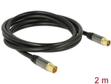 Delock Antennenkabel IEC Stecker > IEC Buchse RG-6/U 2 m schwarz