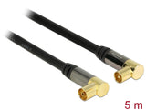 Delock Antennenkabel IEC Stecker gewinkelt > IEC Buchse gewinkelt RG-6/U 5 m schwarz