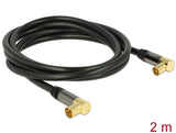 Delock Antennenkabel IEC Stecker gewinkelt > IEC Buchse gewinkelt RG-6/U 2 m schwarz