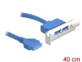 Delock Slotblech 1 x 19 Pin USB 3.0 Pfostenbuchse intern > 2 x USB 3.0 Typ-A Buchse extern Low Profile