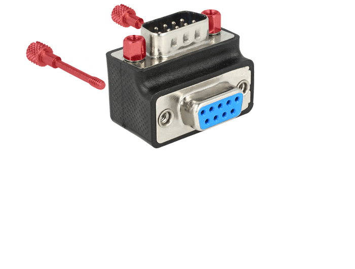 Delock D-Sub 9 Pin Stecker > Buchse 90° gewinkelt Mutter und Schraube tauschbar
