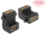 Delock Adapter HDMI A Buchse > Buchse mit Schraubanschluss 90° gewinkelt