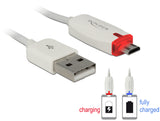 Delock Daten- und Ladekabel USB 2.0-A Stecker > Micro USB-B Stecker mit Leuchtanzeige weiß