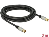 Delock Antennenkabel IEC Stecker > IEC Buchse RG-6/U quad shield 3 m schwarz Premium