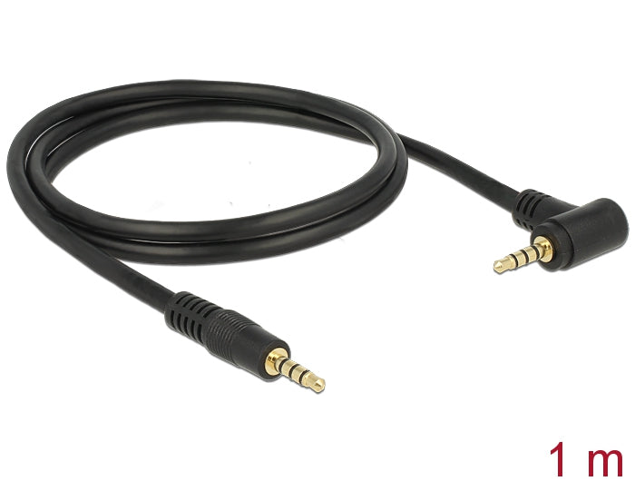 Delock Kabel Klinke 3,5 mm 4 Pin Stecker > Stecker gewinkelt 1 m schwarz