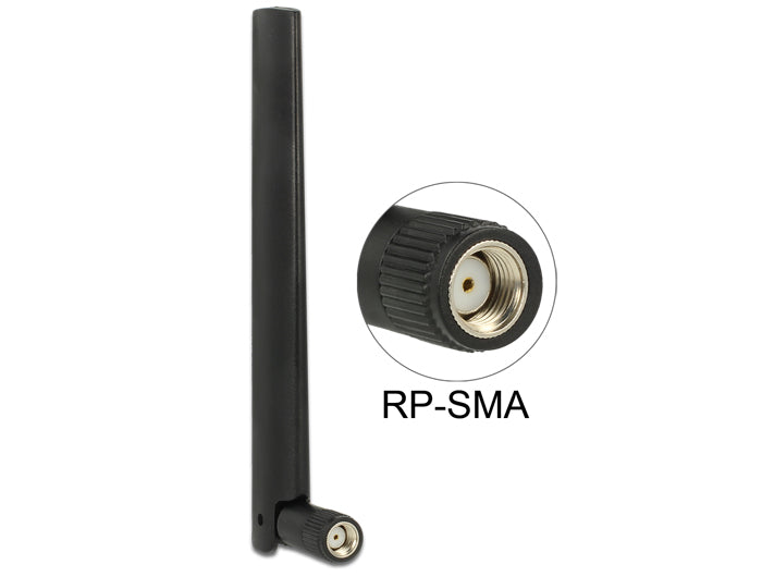 Delock ZigBee Antenne Multi Bluetooth, GSM, LTE, UMTS, WLAN IEEE 802.11 b/g/n RP-SMA 1 ~ 4,3 dBi omni Gelenk schwarz