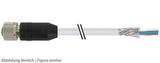 Buchse M12 gerade, 3-polig mit 2m Kabel PVC 3x0,34 br/bl/sw geschirmt, UL/CSA