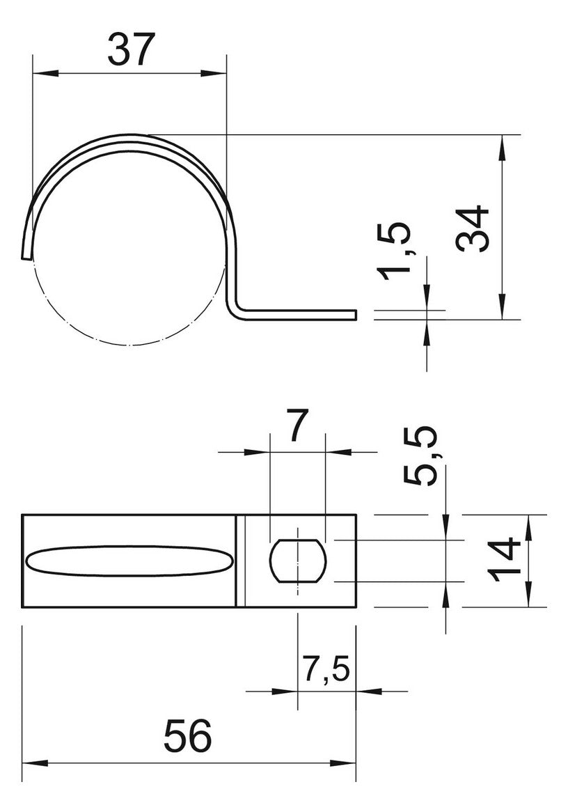 BETTERMANN Befestigungsschelle 1f  37mm 604 37 G einlappig ST hfr