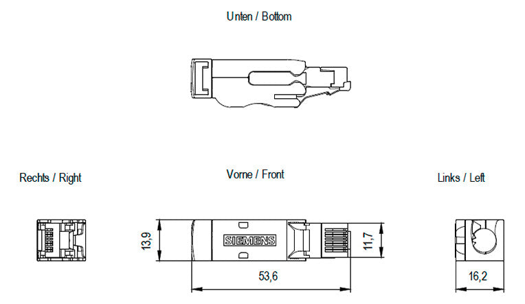 SIEMENS Modular-Stecker Cat6A RJ45 24AWG 6GK1901-1BB12-2AB0 Feldkonf Schirm rnd