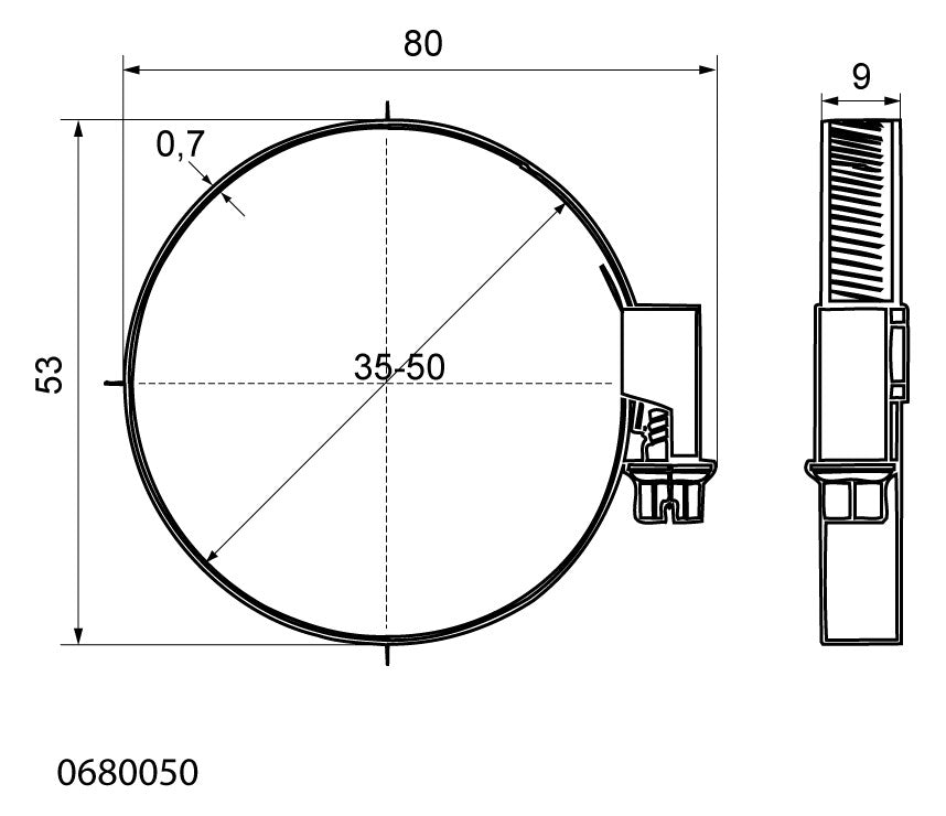 Walraven Schnecken-Gewindeschelle 9 mm di 35-50 mm ev optimale Schlauchschonung | 0680050