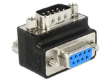 Delock D-Sub 9 Pin Stecker > Buchse 90° gewinkelt Mutter und Schraube tauschbar