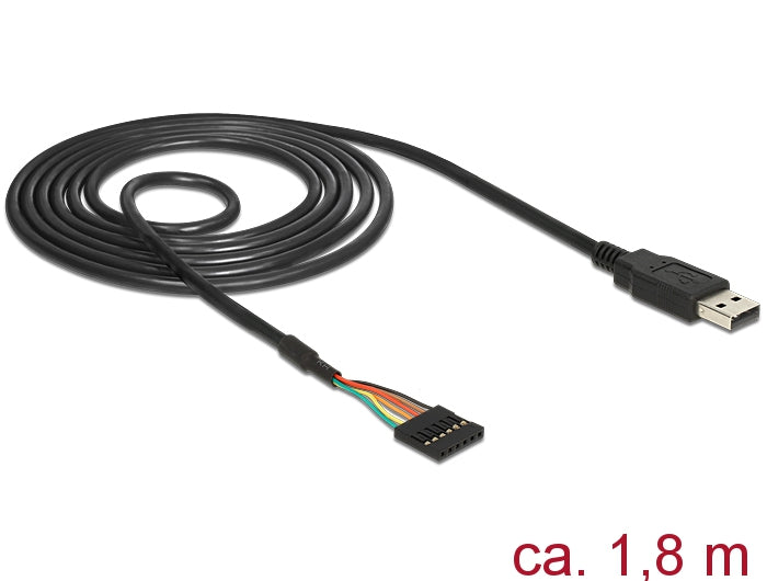 Delock Konverter USB 2.0 Stecker > TTL 6 Pin Pinheader Buchse 1,8 m (5 V)