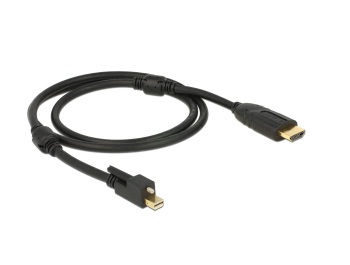 Delock Kabel mini DisplayPort 1.2 Stecker mit Schraube > HDMI Stecker 4K Aktiv schwarz 2 m