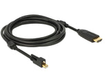 Delock Kabel mini DisplayPort 1.2 Stecker mit Schraube > HDMI Stecker 4K Aktiv schwarz 3 m
