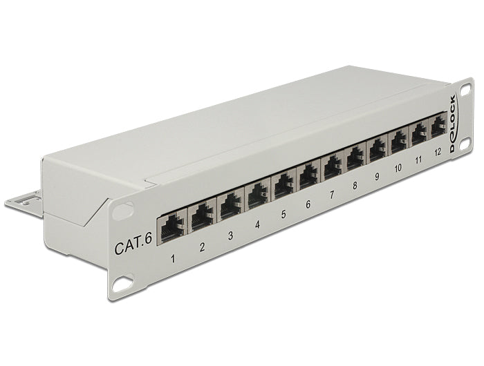 Delock 10″ Patchpanel 12 Port Cat.6 grau