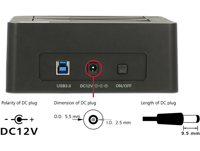 Delock USB 5 Gbps Dual Dockingstation für 2 x SATA HDD / SSD mit Klon Funktion