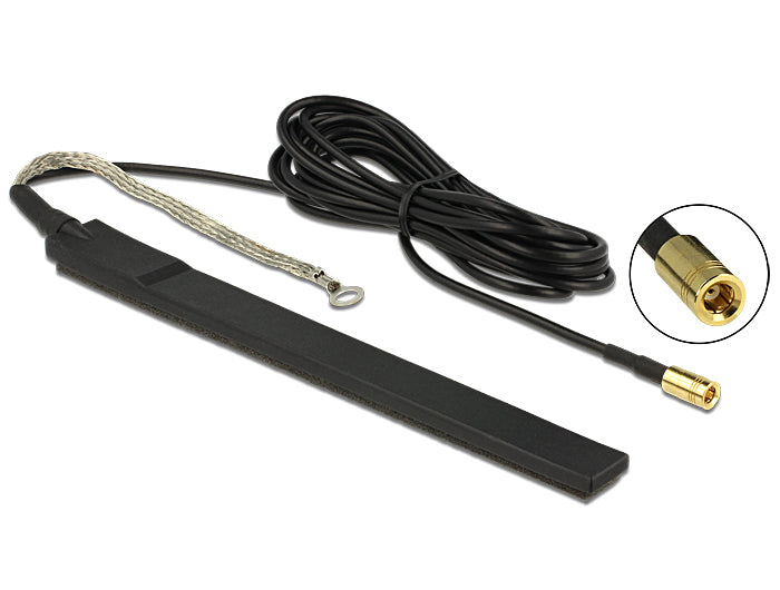 Delock DAB+ Antenne SMB Stecker 23 dBi aktiv omnidirektional schwarz Klebemontage outdoor