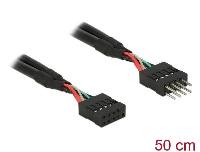 Delock USB 2.0 10 Pin Verlängerungskabel Pfostenstecker > Pfostenbuchse 50 cm