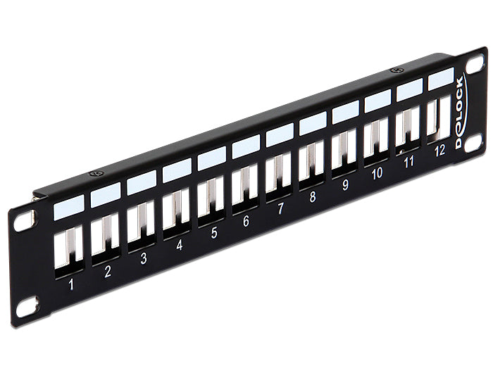 Delock 10″ Keystone Patchpanel 12 Port Metall schwarz