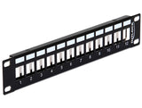 Delock 10″ Keystone Patchpanel 12 Port Metall schwarz
