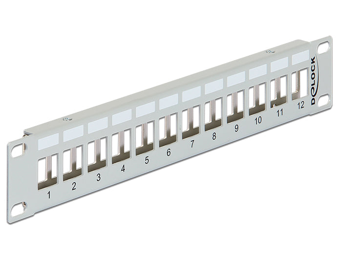 Delock 10″ Keystone Patchpanel 12 Port Metall grau