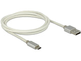 Delock Daten- und Ladekabel USB Typ-A Stecker > USB Typ Micro-B Stecker mit Textilummantelung weiß 100 cm
