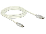 Delock Daten- und Ladekabel USB Typ-A Stecker > USB Typ Micro-B Stecker mit Textilummantelung weiß 200 cm
