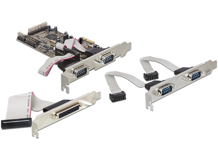 Delock PCI Express x1 Karte zu 4 x Seriell, 1 x Parallel