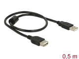 Delock Verlängerungskabel USB 2.0 Typ-A Stecker > USB 2.0 Typ-A Buchse 0,5 m schwarz