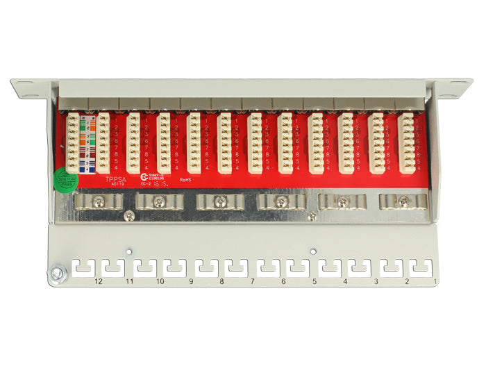 Delock 10″ Patchpanel 12 Port Cat.6A grau