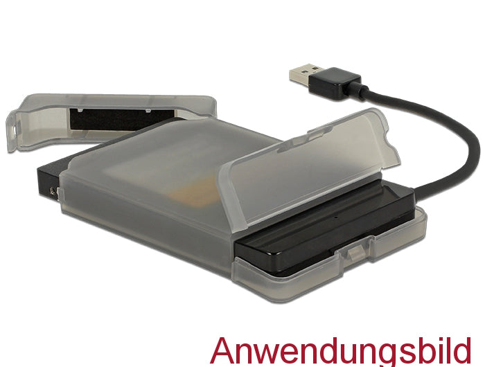 Delock Konverter USB 5 Gbps Typ-A Stecker > 22 Pin SATA 6 Gb/s mit 2.5″ Schutzhülle