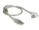 Delock Kabel USB 2.0 Typ-A Stecker > USB 2.0 Typ-B Stecker gewinkelt 0,5 m transparent