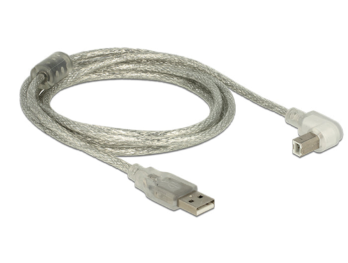 Delock Kabel USB 2.0 Typ-A Stecker > USB 2.0 Typ-B Stecker gewinkelt 2,0 m transparent