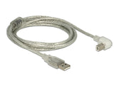 Delock Kabel USB 2.0 Typ-A Stecker > USB 2.0 Typ-B Stecker gewinkelt 2,0 m transparent
