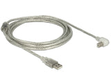 Delock Kabel USB 2.0 Typ-A Stecker > USB 2.0 Typ-B Stecker gewinkelt 3,0 m transparent