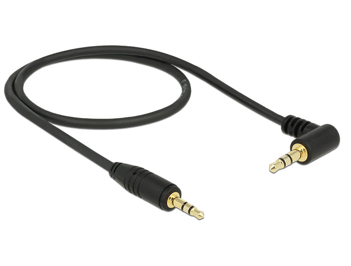 Delock Klinkenkabel 3,5 mm 3 Pin Stecker > Stecker gewinkelt 0,5 m schwarz